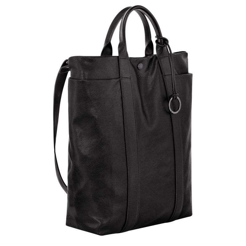 Bolsa de Mano long champ Parisis M Tote Leather Hombre Negras | COKO8927