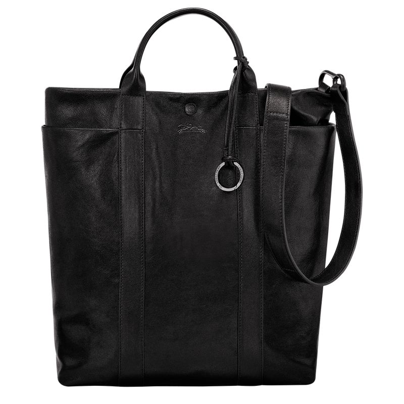 Bolsa de Mano long champ Parisis M Tote Leather Hombre Negras | COKO8927