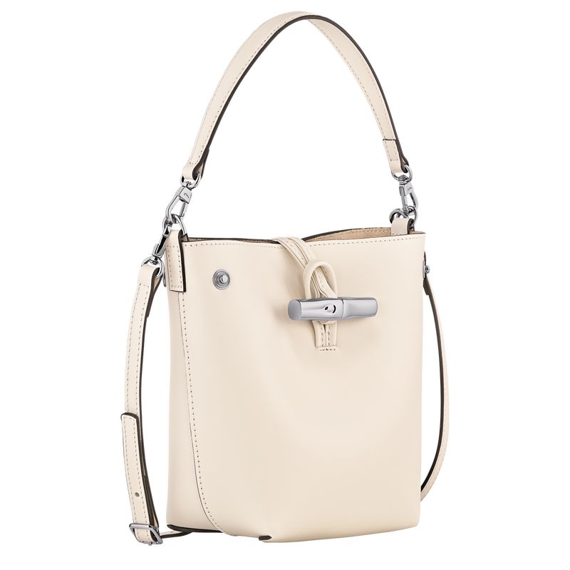 Bolsas Hombro long champ Le Roseau XS Bucket Leather Mujer Ecru | COBE7408