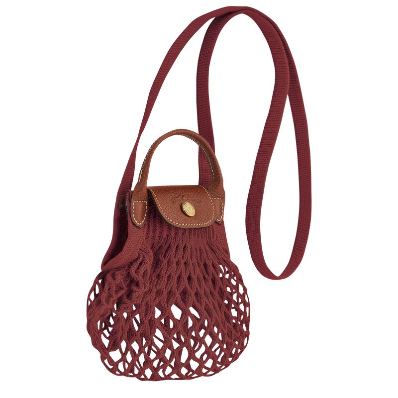 Bolsas Mini long champ Le Pliage Filet XS Mesh Canvas Mujer Mahogany | COJP7089