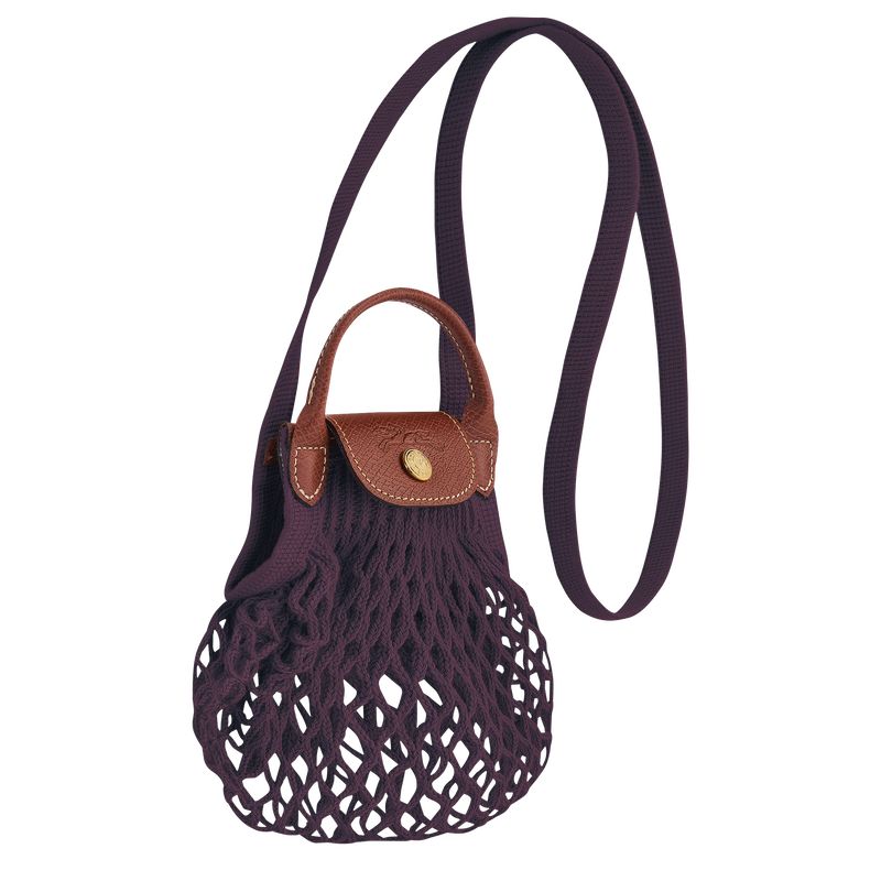 Bolsas Mini long champ Le Pliage Filet XS Mesh Canvas Mujer Eggplant | COKO7090