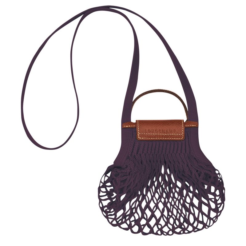 Bolsas Mini long champ Le Pliage Filet XS Mesh Canvas Mujer Eggplant | COKO7090