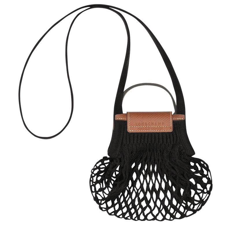 Bolsas Mini long champ Le Pliage Filet XS Mesh Canvas Mujer Negras | COZU7092