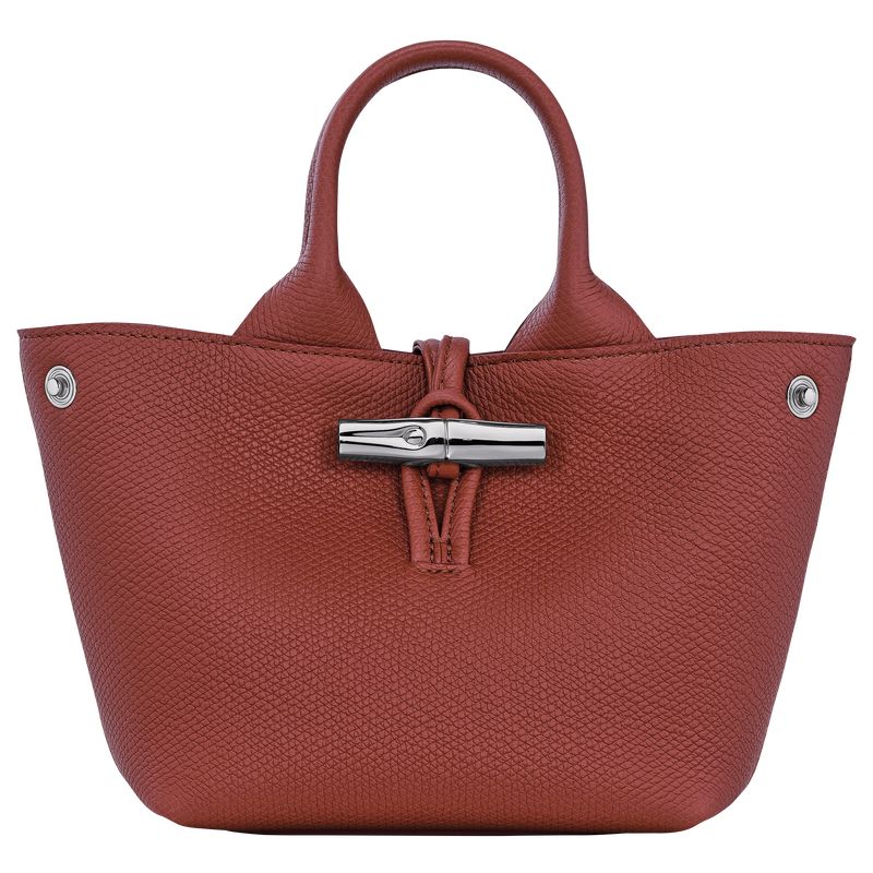 Bolsas Mini long champ Le Roseau XS Handbag Leather Mujer Chestnut | COTC7077