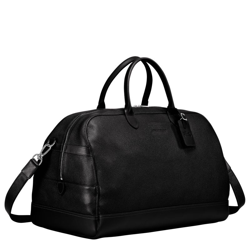 Bolsas de Viaje long champ Le FoulonnÉ M Leather Mujer Negras | COLI8094