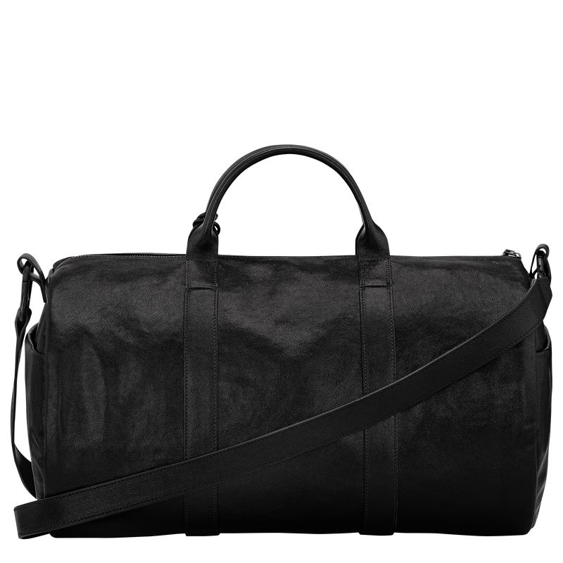 Bolsas de Viaje long champ Parisis S Duffle bag Leather Hombre Negras | COIL9160