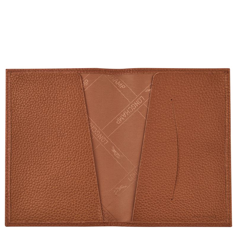 Bolso Pequeño long champ Le FoulonnÉ Passport cover Leather Hombre Caramel | COCT9122