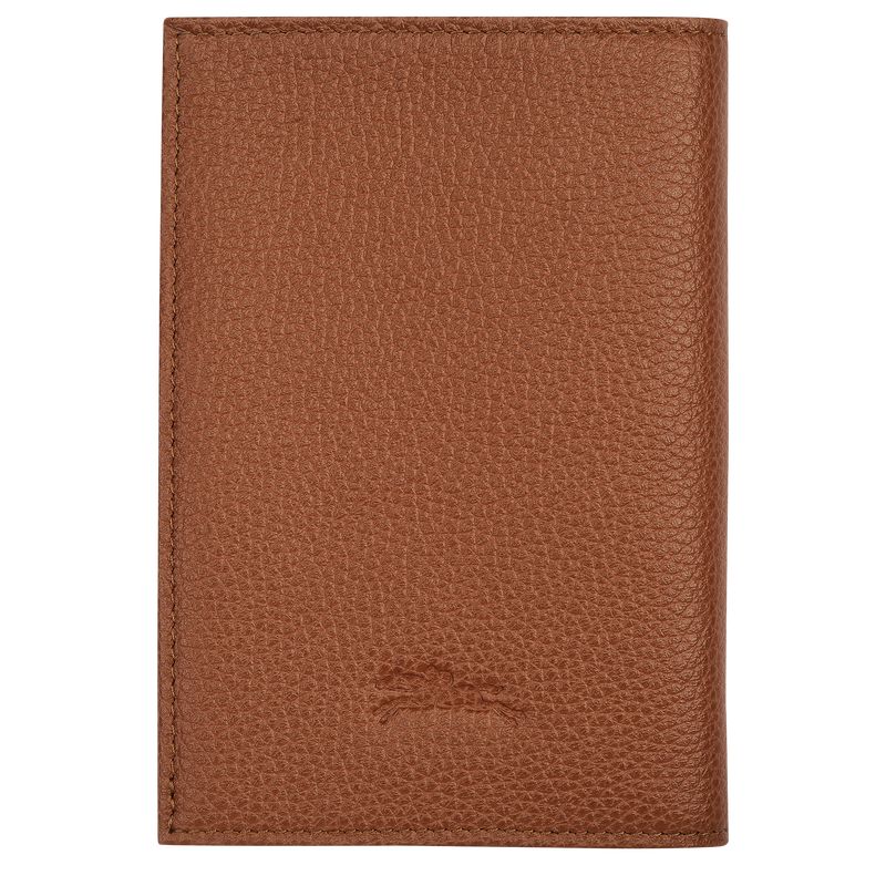 Bolso Pequeño long champ Le FoulonnÉ Passport cover Leather Mujer Caramel | COVR7979