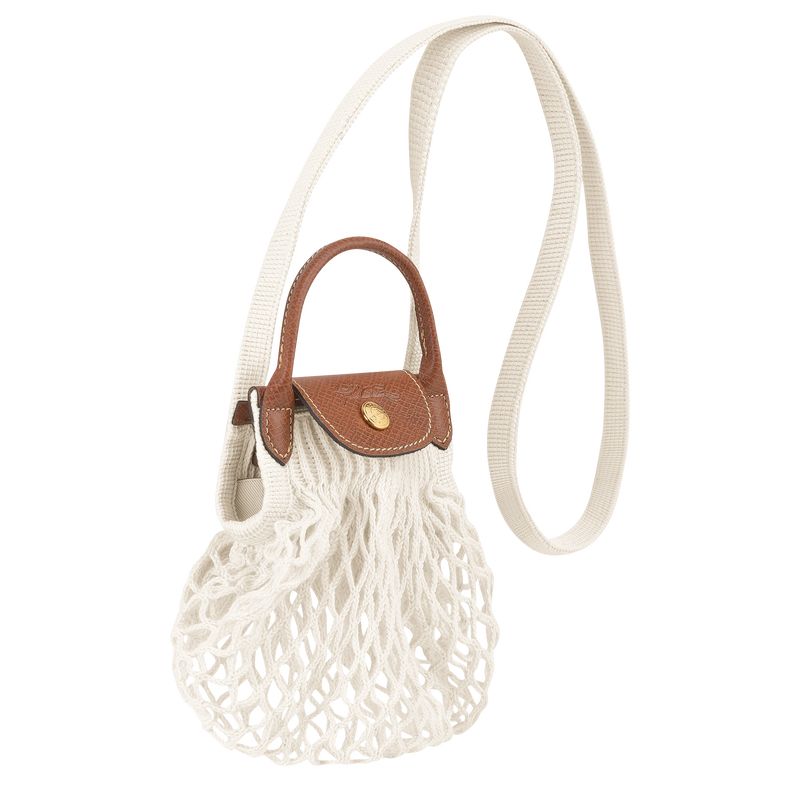 Bolso Pequeño long champ Le Pliage Filet XS Mesh Canvas Mujer Ecru | COZU7716