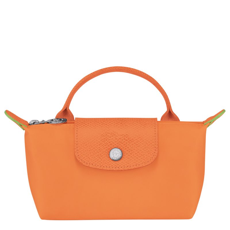 Bolso Pequeño long champ Le Pliage Green with handle Recycled canvas Mujer Naranjas | CORV7953