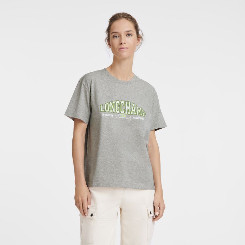 Camiseta long champ Jersey Mujer Gris | COHA8648