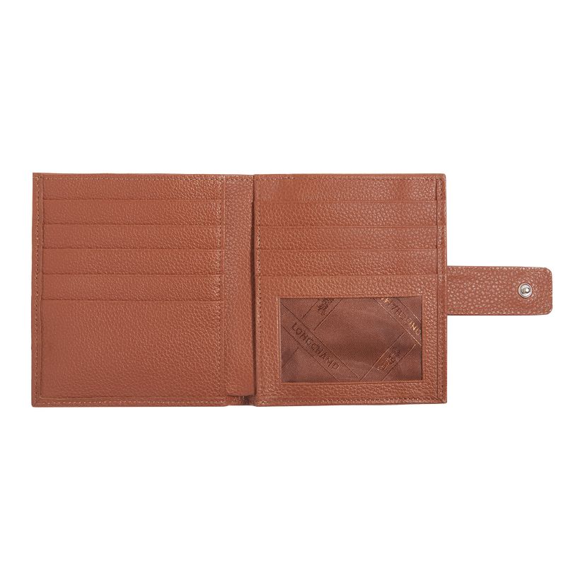 Carteras long champ Le FoulonnÉ Compact Leather Mujer Caramel | COVR7823