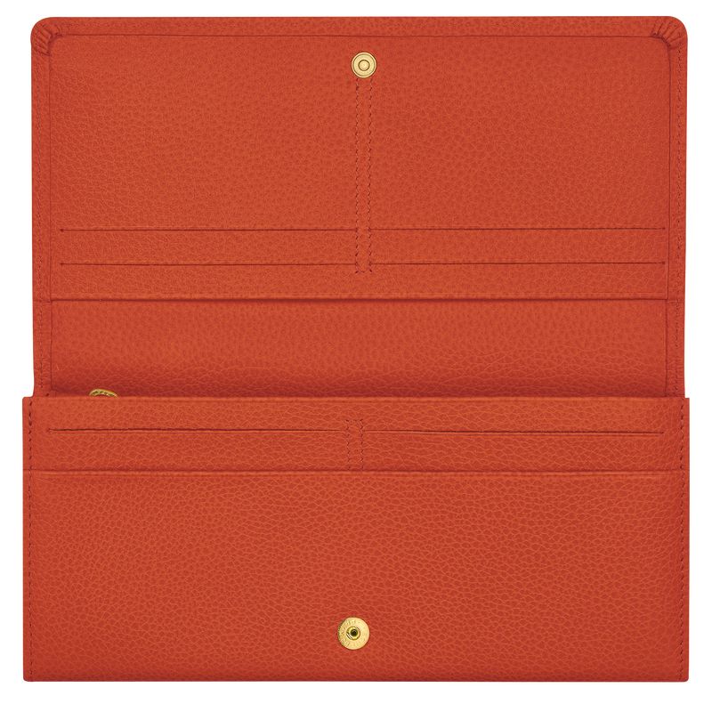 Carteras long champ Le FoulonnÉ Continental Leather Mujer Paprika | COMQ7827