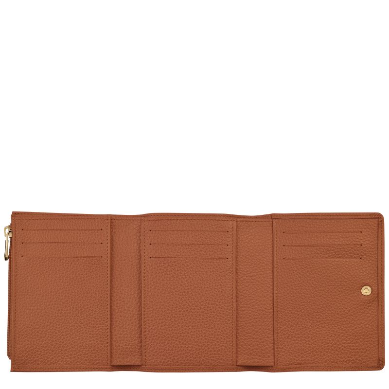 Carteras long champ Le FoulonnÉ Leather Mujer Caramel | COXY7832