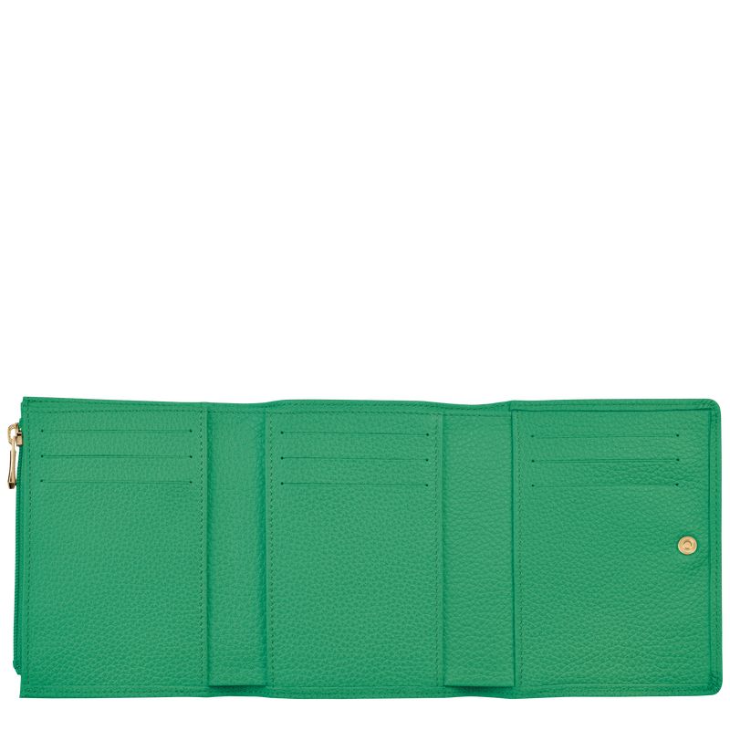 Carteras long champ Le FoulonnÉ Leather Mujer Verde | COQM7853