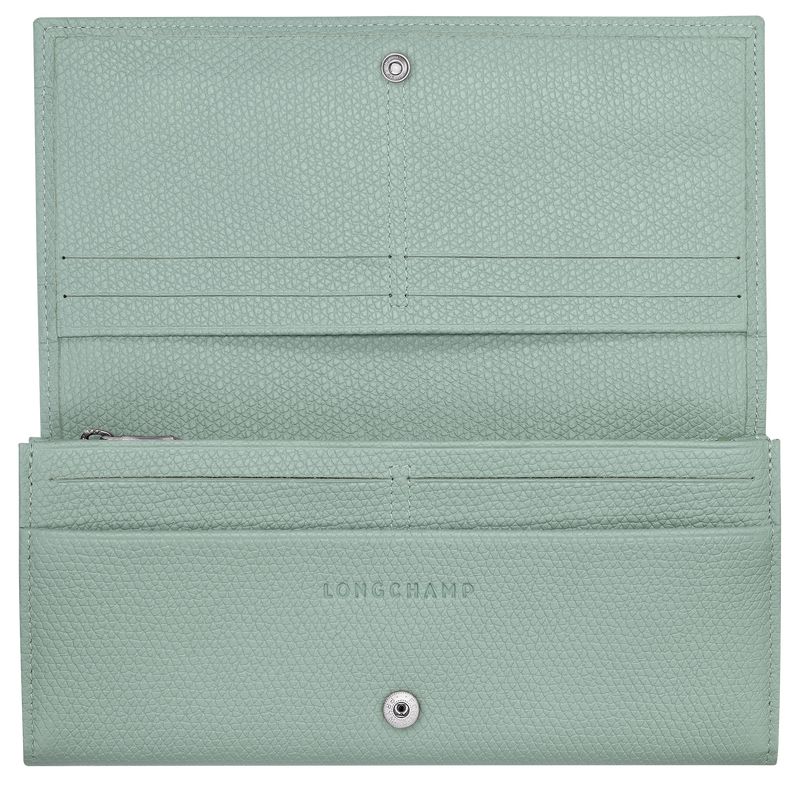 Carteras long champ Le Roseau Flap Leather Mujer Celadon | COFD7839