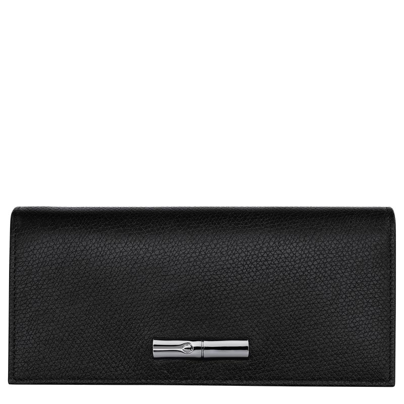 Carteras long champ Le Roseau Flap Leather Mujer Negras | COOK7861