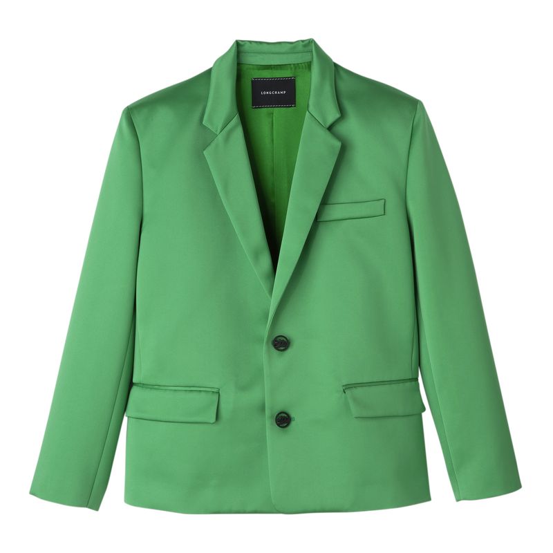 Chaquetas long champ Oversize Satin Mujer Verde | COYX8523