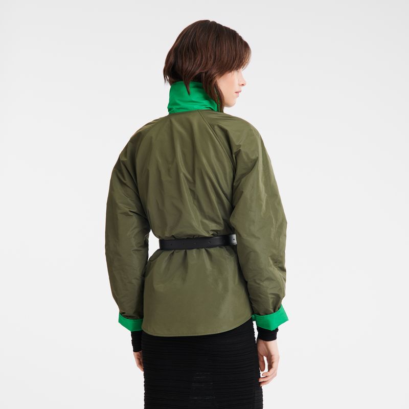 Chaquetas long champ Padded blouson Technical taffeta Mujer Kaki Verde | COTC8533