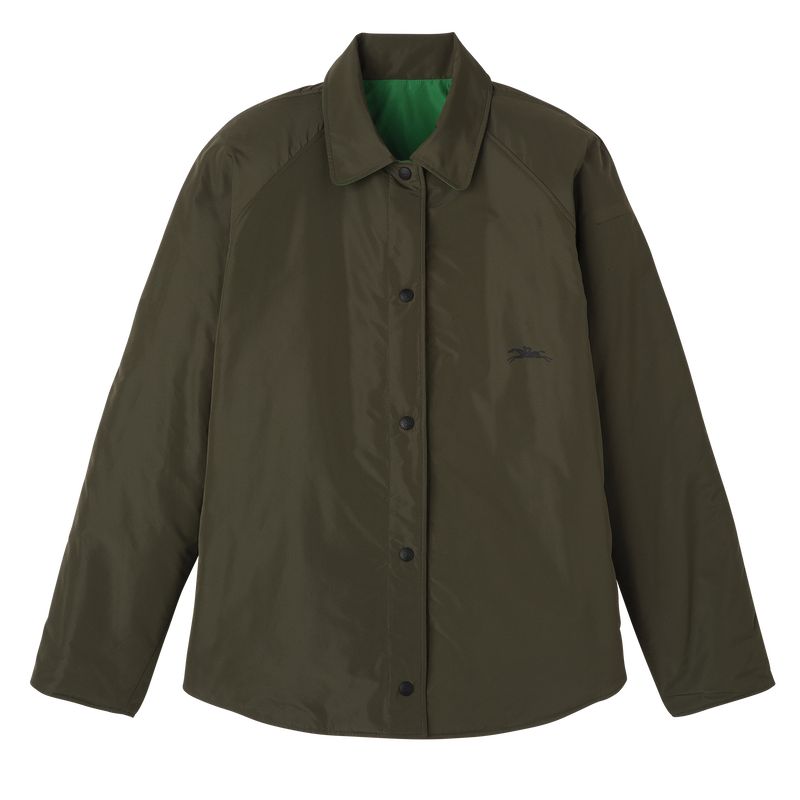 Chaquetas long champ Padded blouson Technical taffeta Mujer Kaki Verde | COTC8533