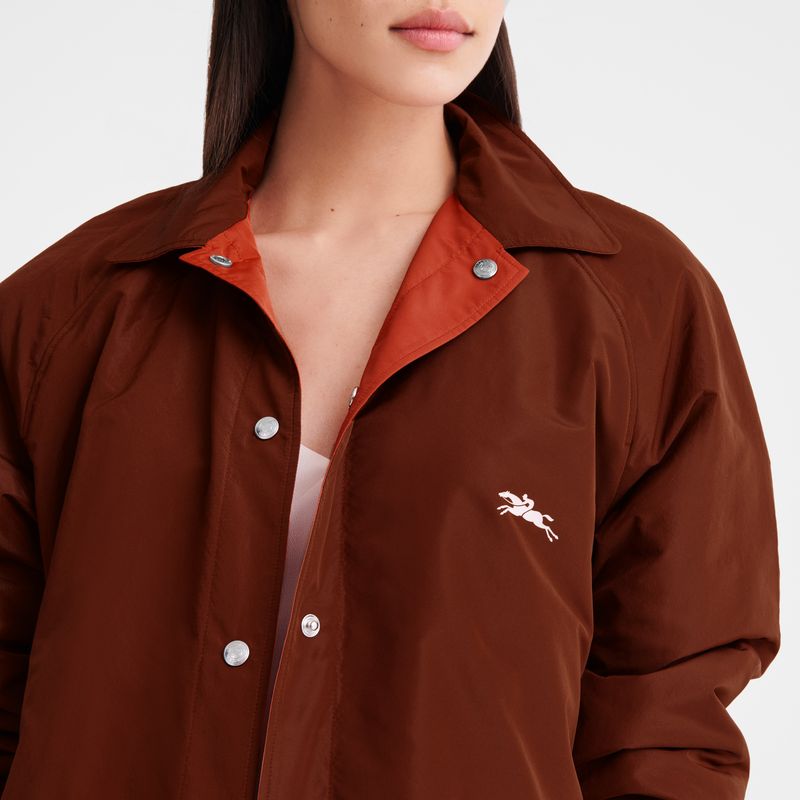 Chaquetas long champ Padded blouson Technical taffeta Mujer Chestnut / Tomato | COCT8550