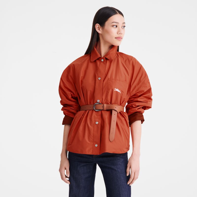 Chaquetas long champ Padded blouson Technical taffeta Mujer Chestnut / Tomato | COCT8550