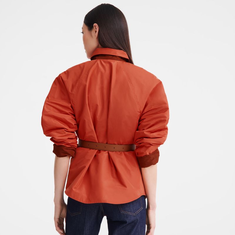 Chaquetas long champ Padded blouson Technical taffeta Mujer Chestnut / Tomato | COCT8550