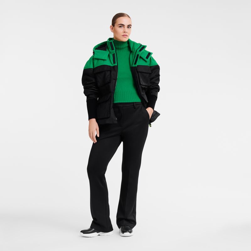 Chaquetas long champ Short parka Technical canvas Mujer Verde | COLI8547