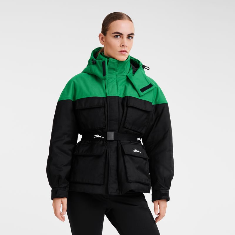 Chaquetas long champ Short parka Technical canvas Mujer Verde | COLI8547