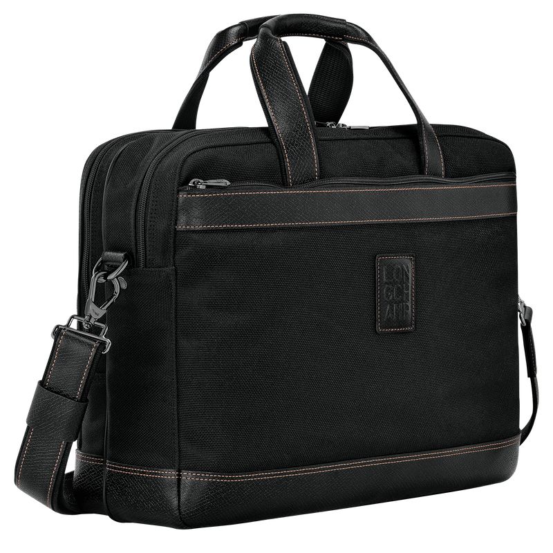 Maletín long champ Boxford L Recycled canvas Hombre Negras | COCT8767