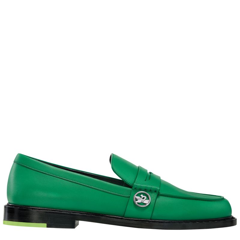 Mocasines long champ Leather Mujer Verde | COWN8735