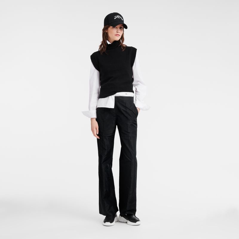 Pantalon long champ Straight with patch Technical taffeta Mujer Negras | COHA8700