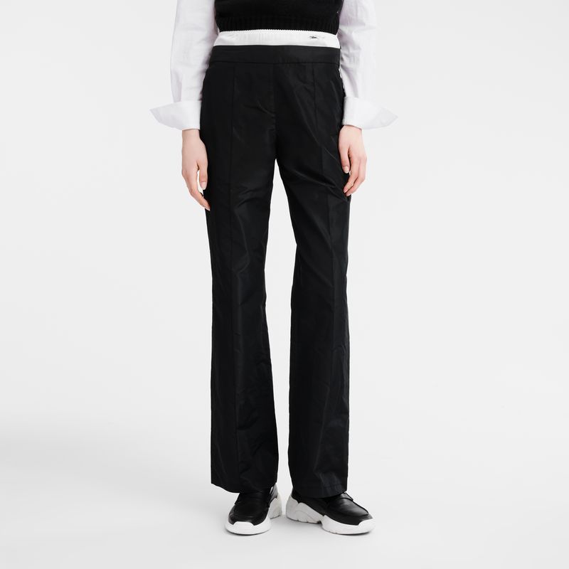 Pantalon long champ Straight with patch Technical taffeta Mujer Negras | COHA8700