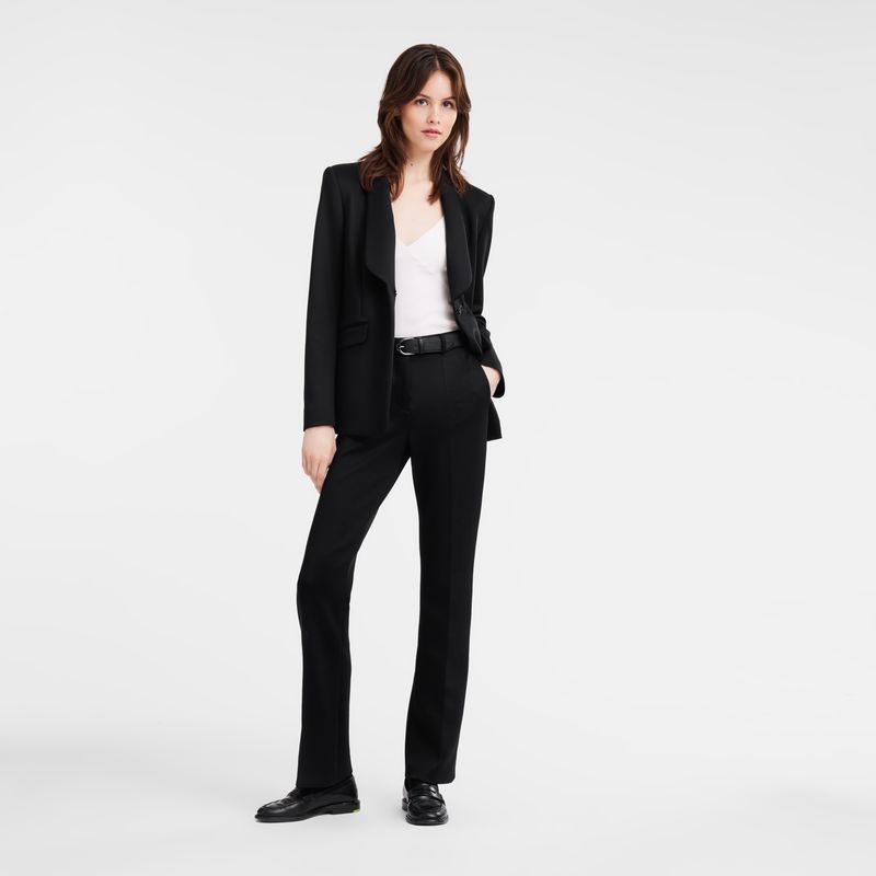 Pantalon long champ Trousers Jersey Mujer Negras | COBE8708