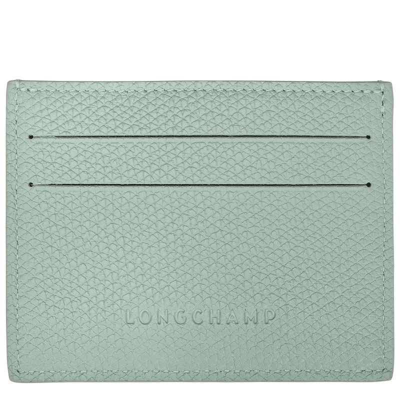 Porta Tarjeta long champ Le Roseau Leather Mujer Celadon | COLI7923