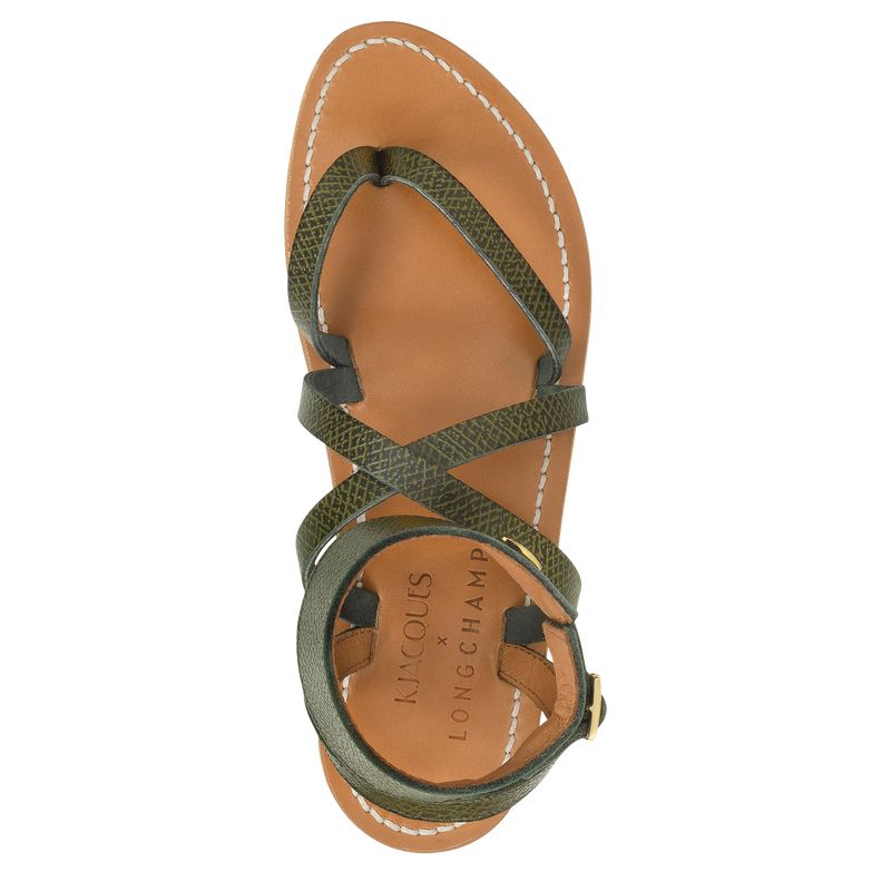 Sandalias long champ Leather Mujer Forest | COEB8739