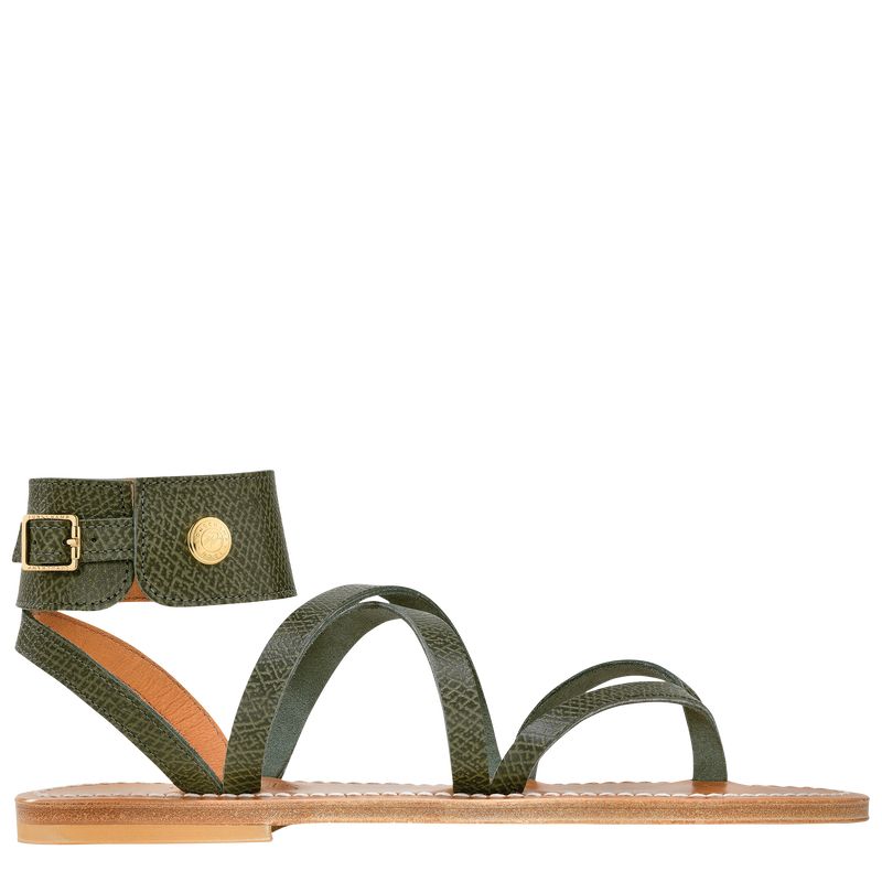 Sandalias long champ Leather Mujer Forest | COEB8739