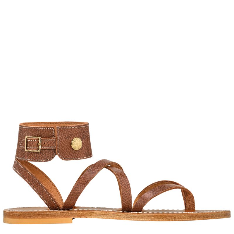 Sandalias long champ Leather Mujer Marrones | COUZ8743