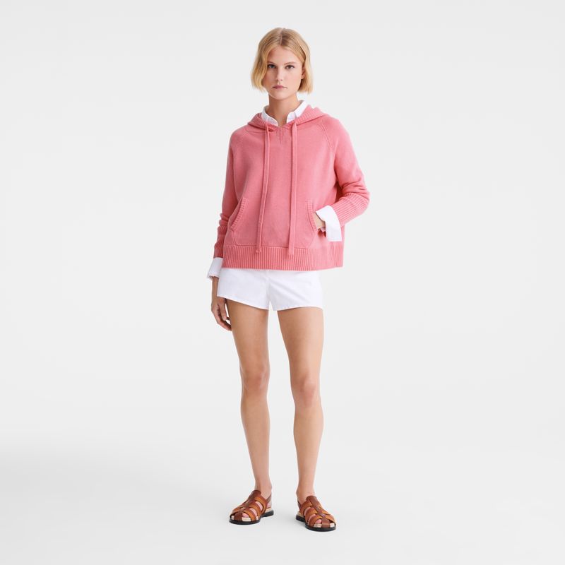 Suéter long champ Hoodie Knit Mujer Marshmallow | COMQ8606