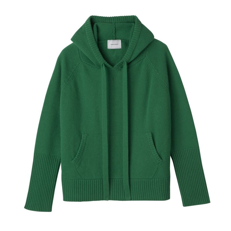 Suéter long champ Hoodie Knit Mujer Verde | COAH8591