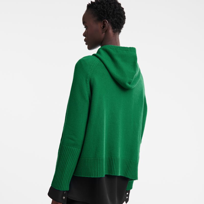 Suéter long champ Hoodie Knit Mujer Verde | COHA8669