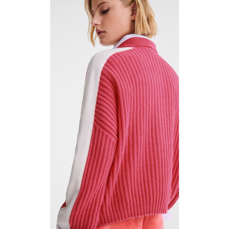 Suéter long champ Polo collar Knit Mujer Rosas | COQM8685