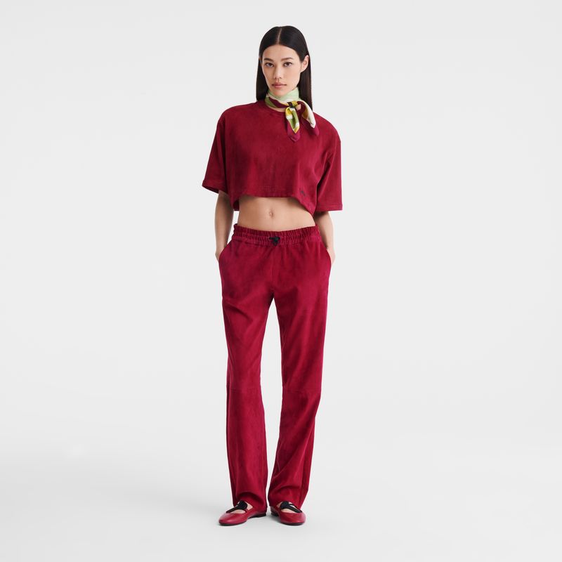 Tops long champ Leather crop Leather Mujer Beetroot | COPJ8642