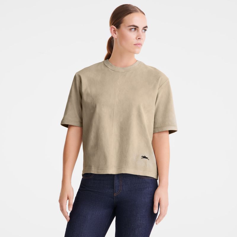 Tops long champ Short leather Leather Mujer Linen | COTC8637