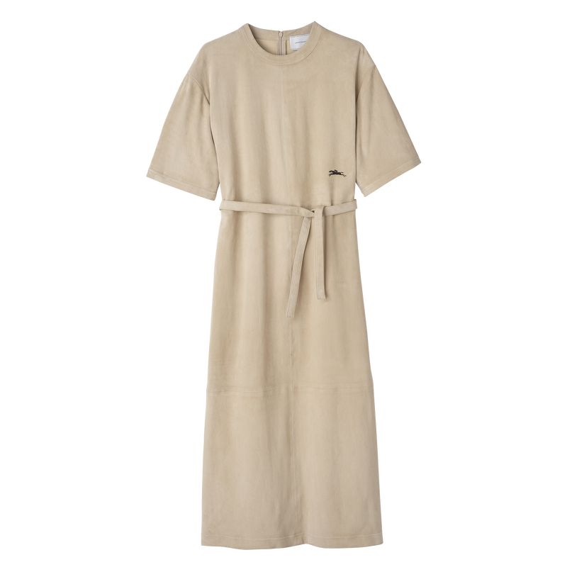 Vestido long champ Leather long Leather Mujer Linen | COIL8573