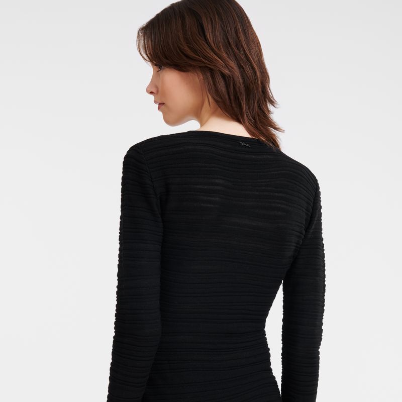 Vestido long champ Long Knit Mujer Negras | COZU8613