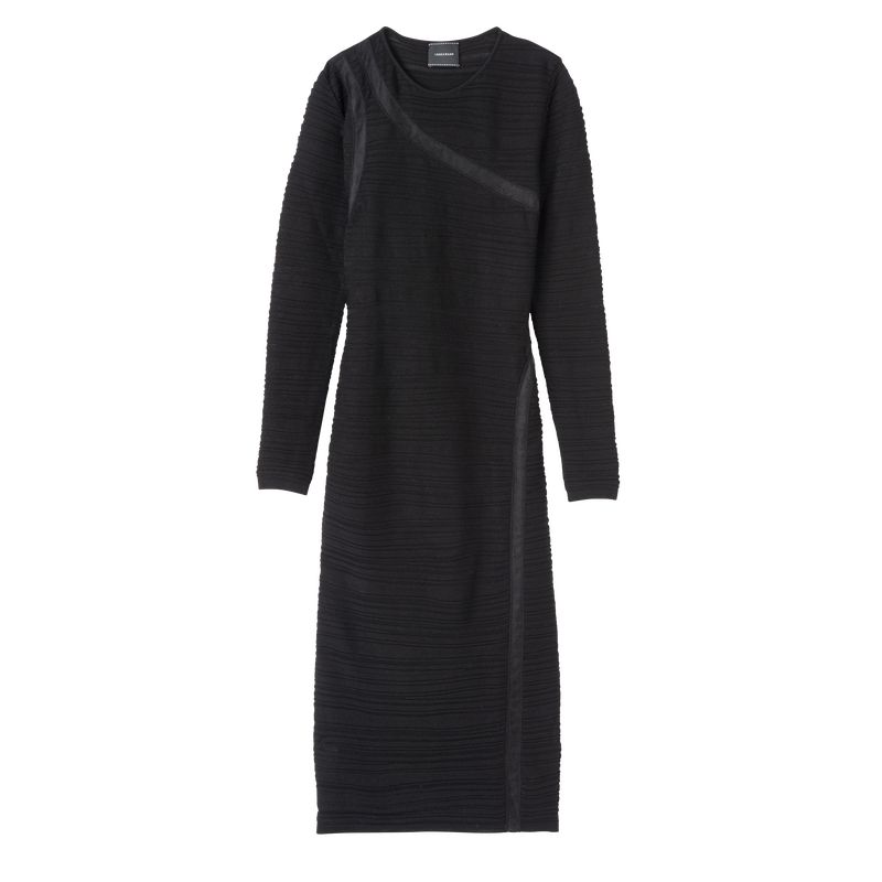 Vestido long champ Long Knit Mujer Negras | COZU8613